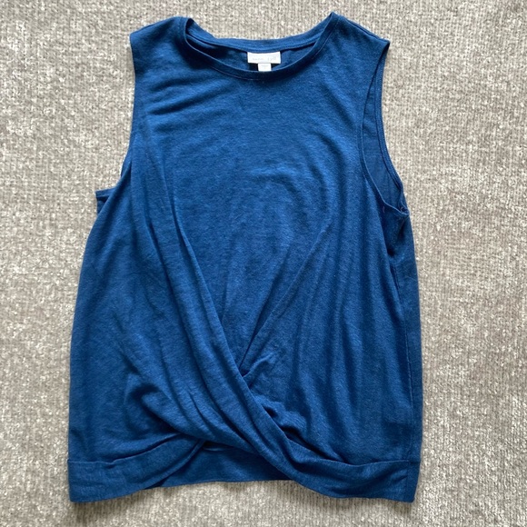 J. Jill Tops - J.Jill Love Linen Twist Front Tank Top Small 100% Linen Blue‎ Coastal Classic